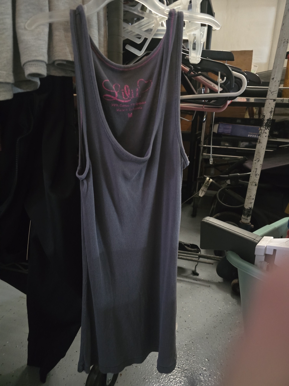 Lilu Gray Ribbed Tank Top In M